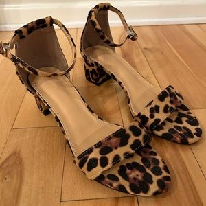 Leopard print open toe shoe